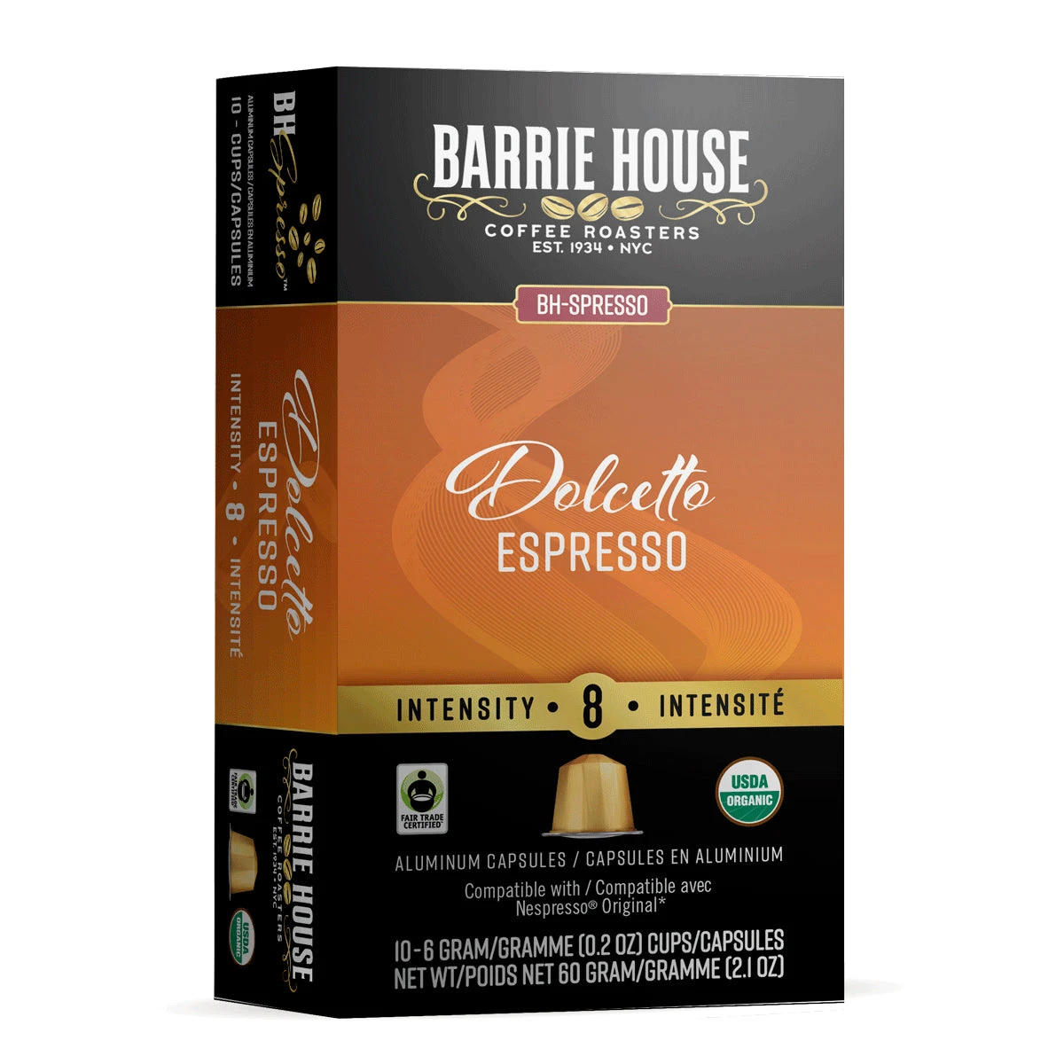 Barrie House Dolcetto Fair Trade Organic Espresso Capsules 10ct 3 Barrie House Dolcetto Fair Trade Organic Espresso Capsules 10ct