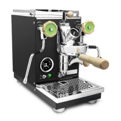 Profitec Pro 400 Espresso Machine In Matte Black With Flow Control And Tiger Maple -Coffee Machine Black Maple Green FC