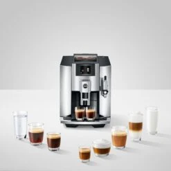 JURA E8 Espresso Machine - Chrome (NAA) -Coffee Machine E8 Chrome NAA infinitytable specialties square