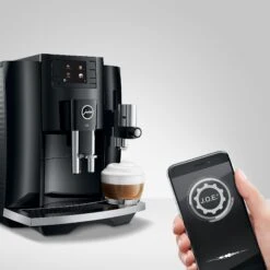 JURA E8 Espresso Machine - Piano Black (NAA) -Coffee Machine E8 Piano Black NAA infinitytable joe iphone square