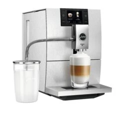 JURA ENA 8 Espresso Machine - Massive Aluminum 21 JURA ENA 8 Espresso Machine - Massive Aluminum -Coffee Machine ENA 8 Massive Aluminum angle latte macchiato Glass Milk Container