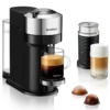 Nespresso Vertuo Next Deluxe Espresso Machine By DeLonghi With Aeroccino - Chrome -Coffee Machine ENV120CAEVertuo Next D Pure Chrome Delonghi 3Quarter Aeroccino