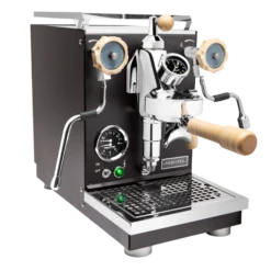 Profitec Pro 400 Espresso Machine In Matte Black With Flow Control And Tiger Maple
