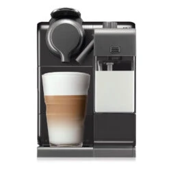 DeLonghi Nespresso Lattissima Touch Espresso Machine In Black -Coffee Machine lattissimatouch 560b black front milk